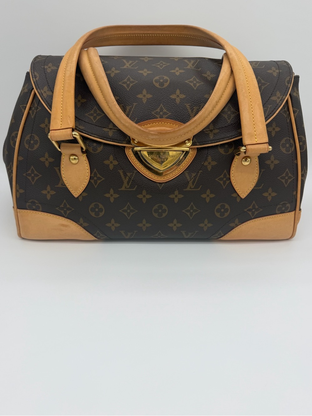 Louis Vuitton Beverly Brown Monogram Satchel with Tan Leather Trim